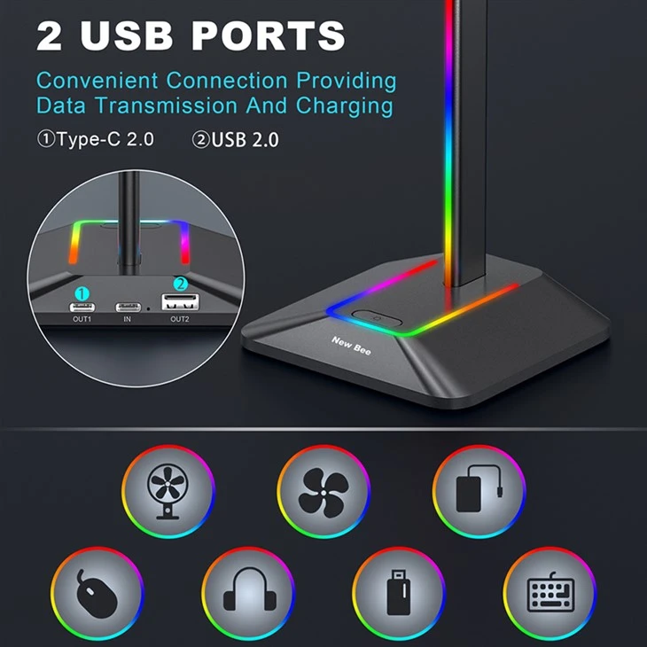 headset stand with usb